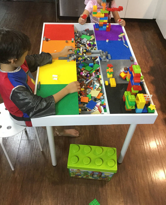 Tall Building bricks table, building blocks table , kids table with storage, art table, train table, playroom