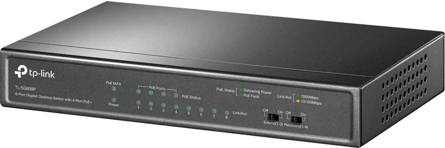 TP-Link - 8-Port Gigabit Desktop PoE+ Switch - Black