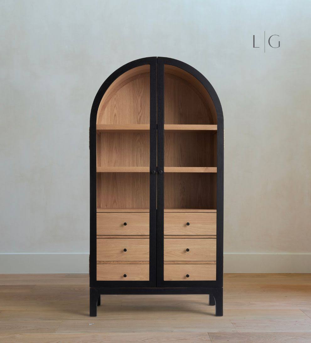 Bixby Hutch | Bookcase, Storage Cabinet, Bar and Hutch | Crafted Artisan Furniture | Made with White Oak and Brass Finishers from Lindye Galloway