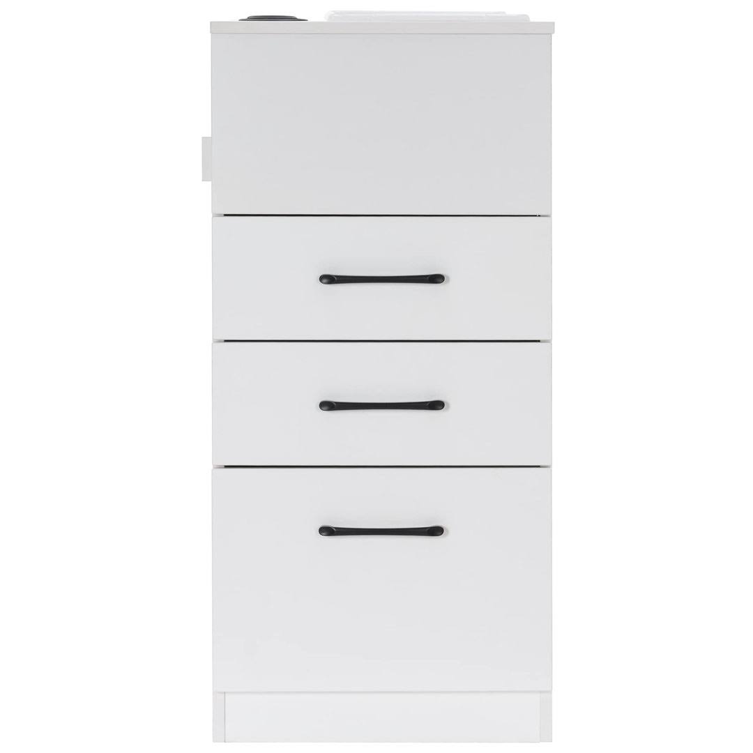 BarberPub Salon Storage Cabinet Beauty Locker Hair Dryer Holder Stylist Spa Equipment with Drawer 2035 White