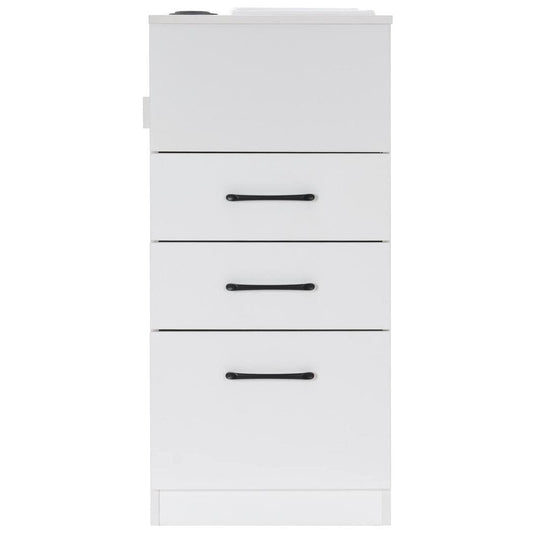 BarberPub Salon Storage Cabinet Beauty Locker Hair Dryer Holder Stylist Spa Equipment with Drawer 2035 White