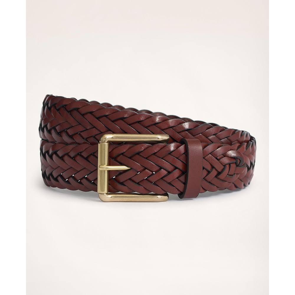 Brooks Brothers Mens Braided Leather Belt