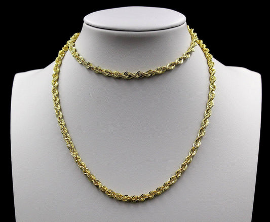 10k Yellow Gold Rope Chain Necklace 16 30 inch 2mm 2.5mm 3mm 4mm 5mm 6mm Mens